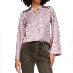 NWT Women MICHAEL KORS lilac trend Snake print Classic Bohemian Glamorous blouse